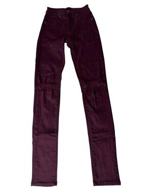Carmar Womens Distressed Burgundy Skinny Jeans Size 24